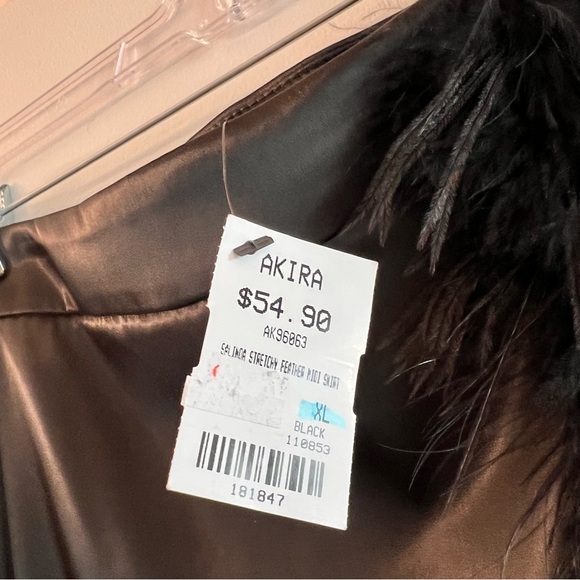 Black Satin Skirt with Feathers detail. Akira NWT - Picture 5 of 5